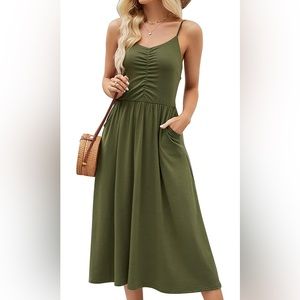 SUMMER CLEARANCE-Olive green Midi dress.
